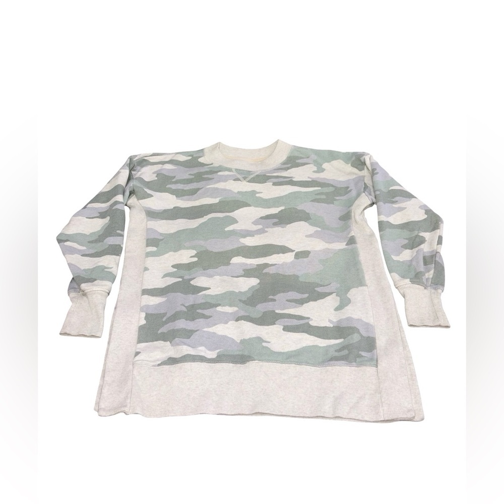 Aerie Camo Crewneck Sweatshirt Women’s Size Small Green Gray Cozy Pullover